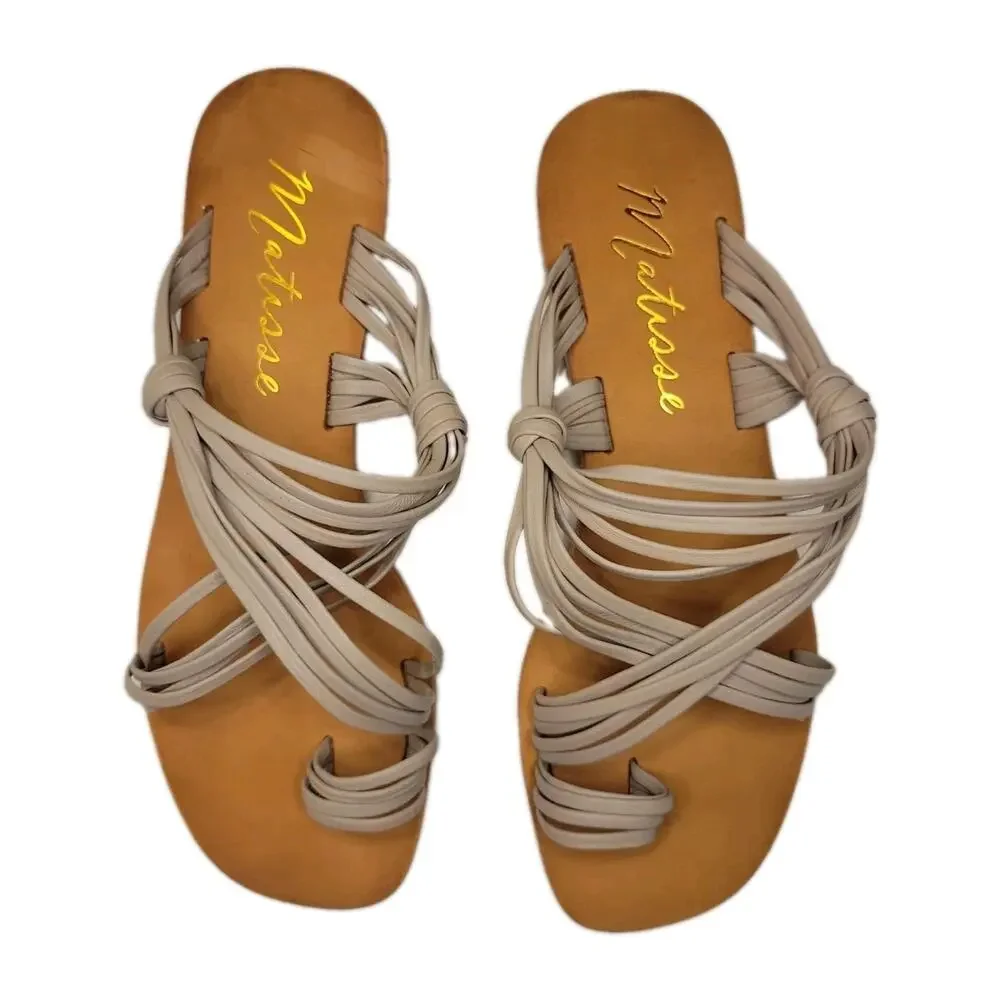 Matisse Rosie Cream Ivory Multi Strap Knotted Toe Loop Flat Sandals Womens 9M